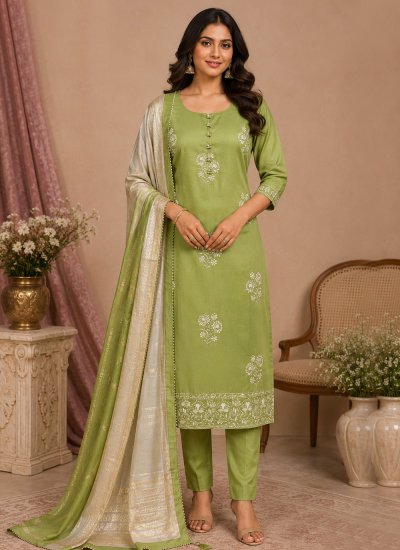 Green Silk Readymade Salwar Suit