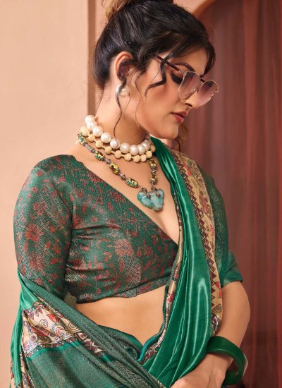 
                            Green Silk Woven Saree