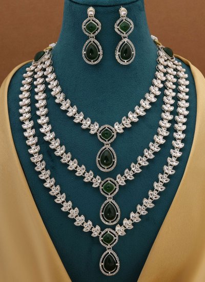 Green Stone Work Necklace Set
