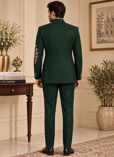 
                            Green Terry Rayon Wedding Jodhpuri Suit