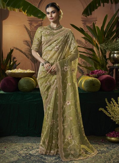 Green Tissue Ceremonial Classic Saree