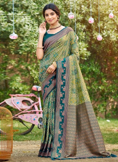 Green Weaving Festival Contemporary Saree