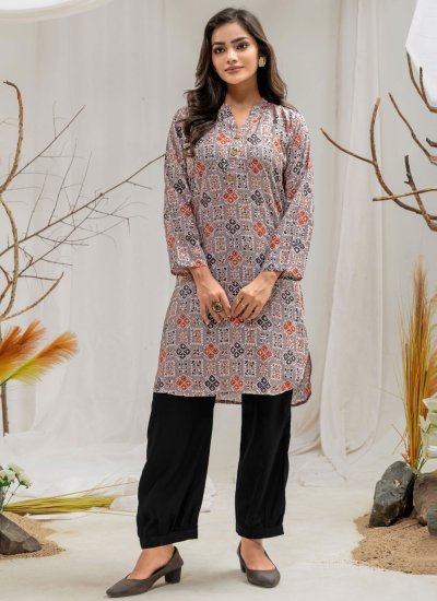 Grey Casual Party Wear Kurti