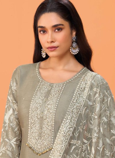 
                            Grey Embroidered Party Salwar Suit