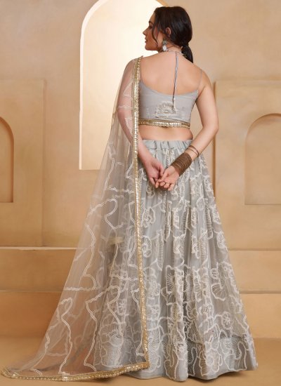
                            Grey Net Thread Work Designer Lehenga Choli