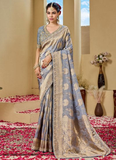 Grey Tissue Classic Saree
