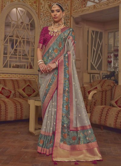 Grey Weaving Festival Saree