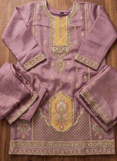 
                            Heavenly Silk Pink Beads Readymade Salwar Kameez