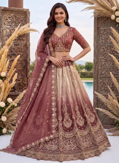 Hypnotizing Beige and Pink Engagement Trendy Lehenga Choli