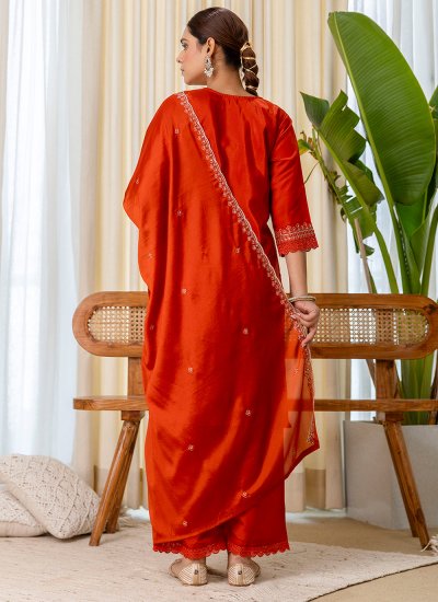 
                            Hypnotizing Silk Blend Rust Salwar Kameez