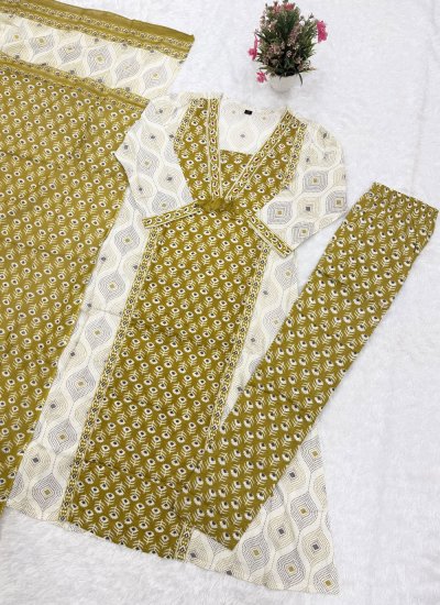 
                            Immaculate Green Cotton Salwar Kameez