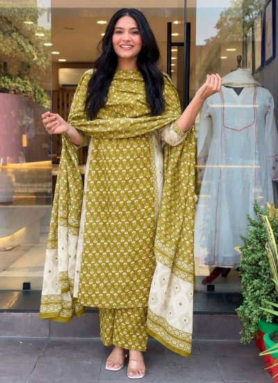Immaculate Green Cotton Salwar Kameez