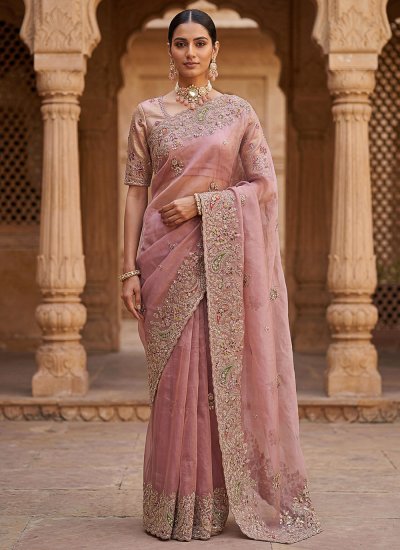 Immaculate Silk Pink Dori Work Traditional Saree