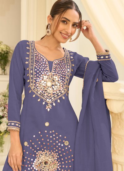
                            Imperial Mirror Silk Lavender Salwar Kameez