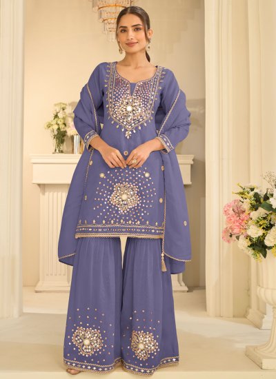 Imperial Mirror Silk Lavender Salwar Kameez