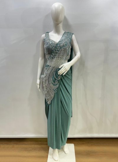 
                            Imported Beads Sea Green Trendy Saree