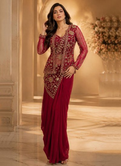 Imported Saree in Red Colour