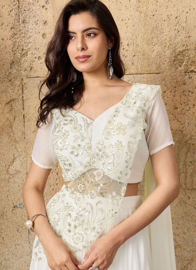 
                            Imported Sequins Trendy Lehenga Choli in White
