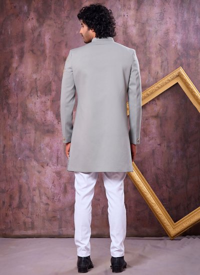 
                            Imported Stone Work Indo Western in Grey Colour
