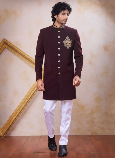Imported Wine Zardosi Work Indo Western