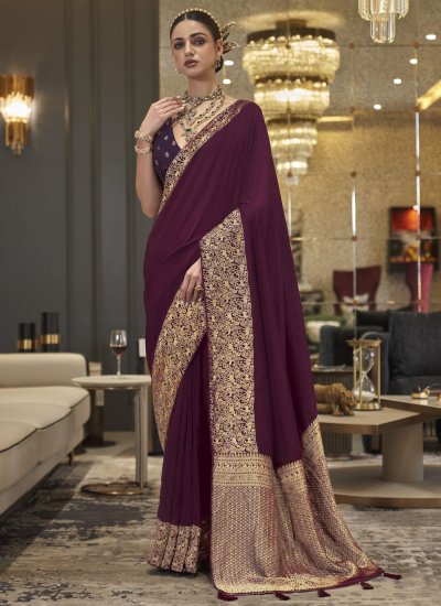 Imposing Purple Weaving Traditional Saree