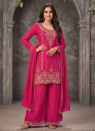 Incredible Beads Pink Chinon Readymade Salwar Kameez