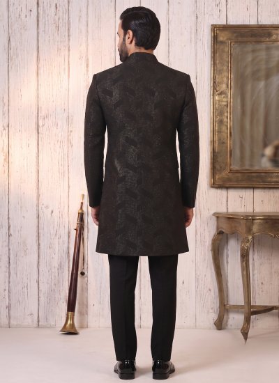 
                            Indo Western Buttons Terry Rayon in Black Colour