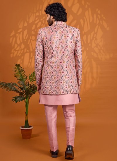 
                            Indo Western Thread Work Art Silk in Pink Colour