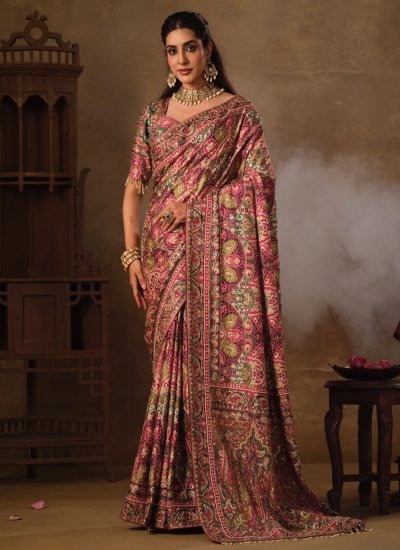 Integral Faux Crepe Multi Colour Aari Contemporary Saree