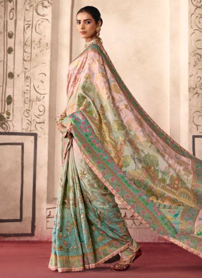 
                            Intricate Silk Multi Colour Lace Saree