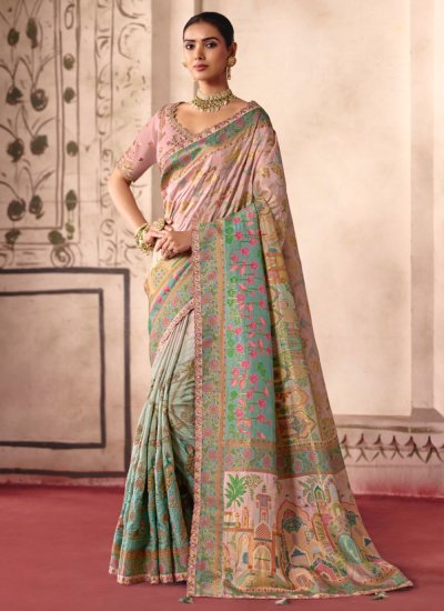 Intricate Silk Multi Colour Lace Saree