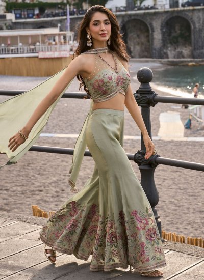 
                            Intrinsic Green Silk Salwar Kameez