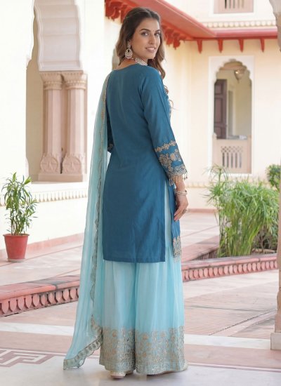 
                            Invaluable Aqua Blue Festival Salwar Kameez