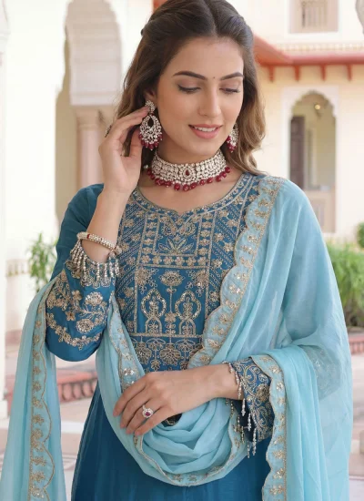 
                            Invaluable Aqua Blue Festival Salwar Kameez