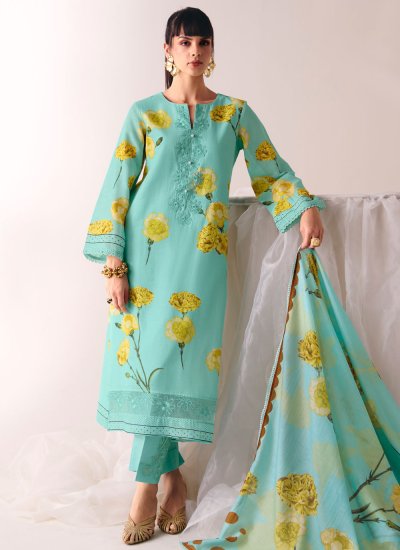Invaluable Cotton Lawn Sea Green Digital Print Salwar Kameez