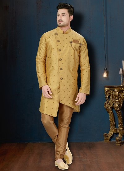 Jacquard Mustard Indo Western