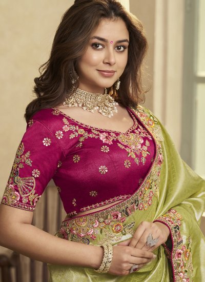 
                            Jacquard Silk Traditional Saree in Green