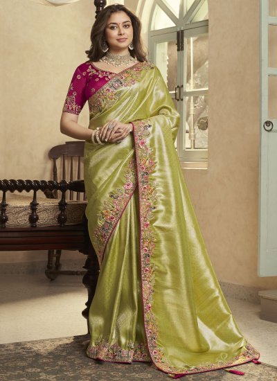 Jacquard Silk Traditional Saree in Green