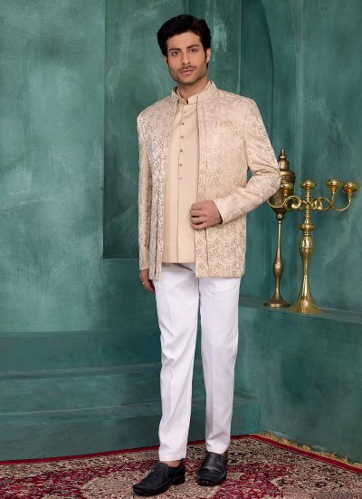 $123 - $184 - Brown Party Jacket Style Fancy Fabric Lace Mens Wear online  shopping