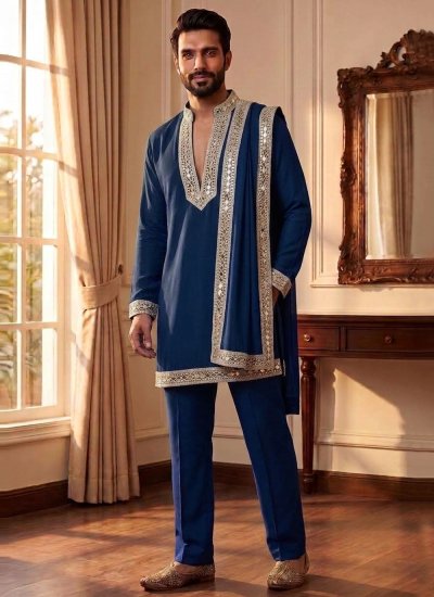 Lachka Blue Mirror Kurta Pyjama