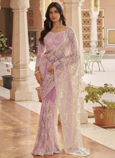 Lavender Ceremonial Net Saree