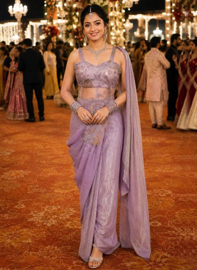 Lavender Color Classic Saree