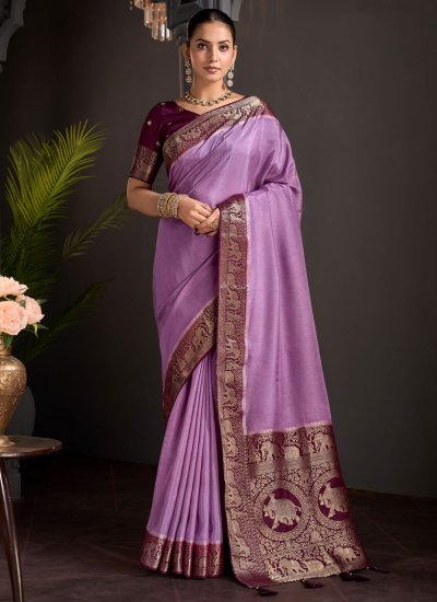 Lavender Color Classic Saree