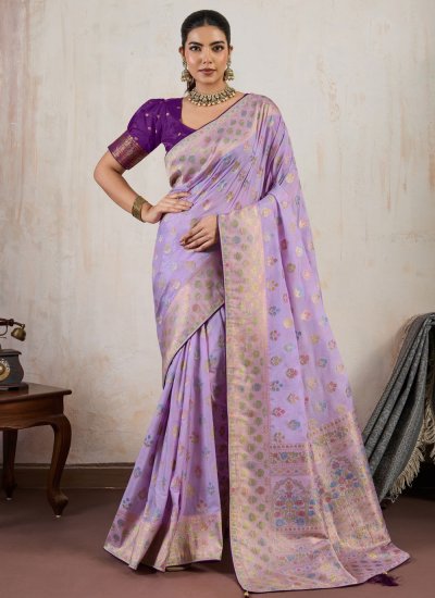 Lavender Festival Chiffon Trendy Saree