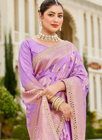 
                            Lavender Mirror Wedding Contemporary Saree