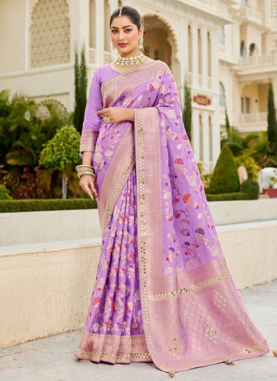Lavender Mirror Wedding Contemporary Saree