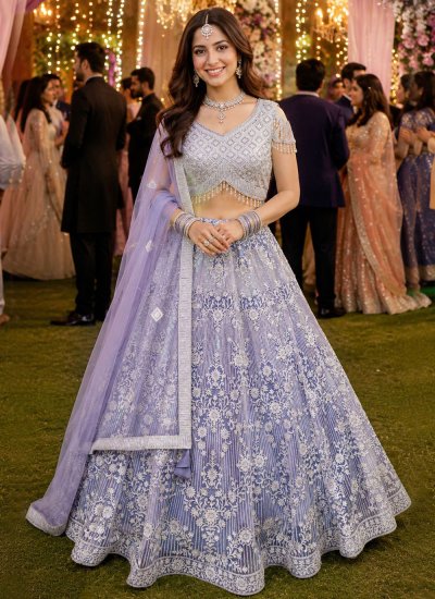 Lavender Net Reception Readymade Lehenga Choli