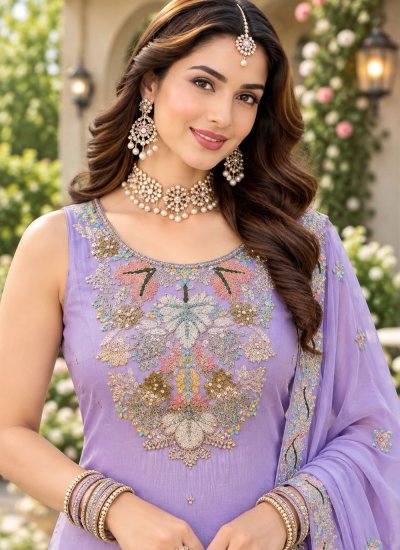 
                            Lavender Party Viscose Salwar Kameez