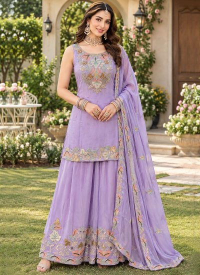 Lavender Party Viscose Salwar Kameez