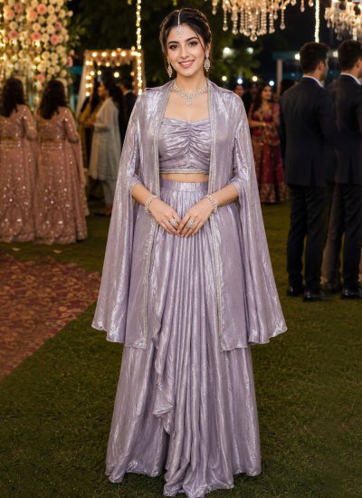 Lavender Plain Satin Lehenga Choli